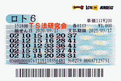 ロト6 第1,518回　3等1本・4等10本・5等76本当選！