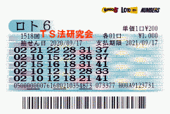 ロト6 第1,518回　3等1本・4等10本・5等76本当選！