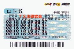 ロト6 第1,518回　3等1本・4等10本・5等76本当選！