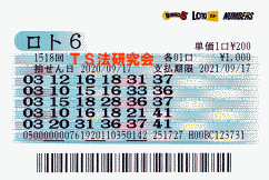 ロト6 第1,518回　3等1本・4等10本・5等76本当選！