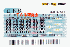 ロト6 第1,518回　3等1本・4等10本・5等76本当選！