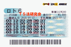 ロト6 第1,518回　3等1本・4等10本・5等76本当選！