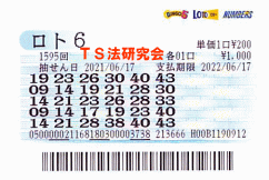 ロト6 第1,595回　4等2本・5等38本当選！