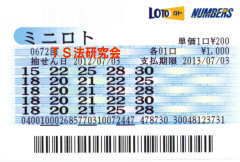 ミニロト第672回では3等6本・4等60当選!